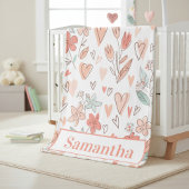 Cozy Personalized Floral Heart Fleecedecke