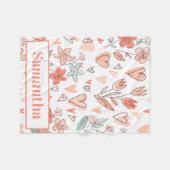 Cozy Personalized Floral Heart Fleecedecke (Vorderseite (Horizontal))