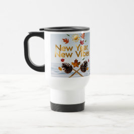 Cozy Pine Cone Leaves "New Year, New Vibes" Reisebecher
