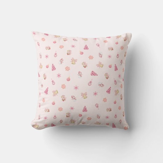 Cozy Pink Christmas Pattern Kissen (Vorderseite)