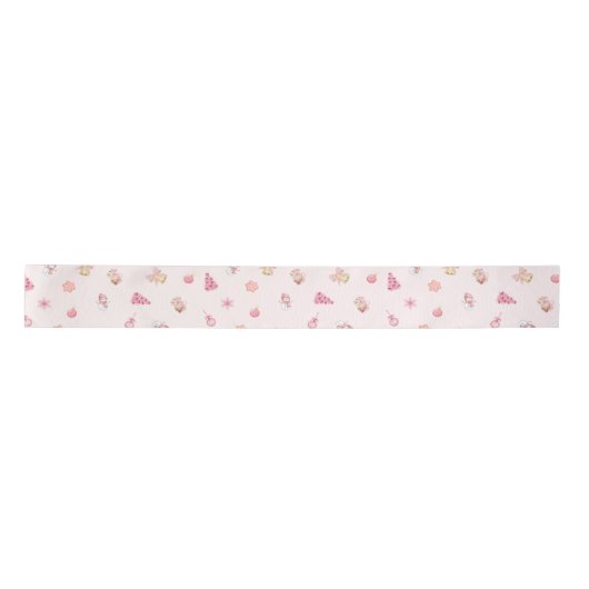 Cozy Pink Christmas Pattern Satinband (Vorderseite)