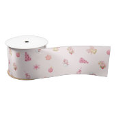 Cozy Pink Christmas Pattern Satinband (Spule)