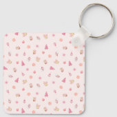 Cozy Pink Christmas Pattern Schlüsselanhänger (Rückseite)