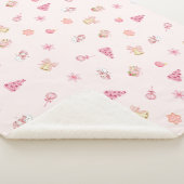 Cozy Pink Christmas Pattern Sherpadecke (3/4)