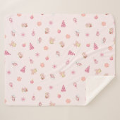 Cozy Pink Christmas Pattern Sherpadecke (Vorderseite (Horizontal))