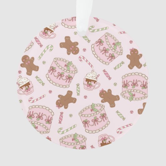 Cozy Pink Pastel Cake & Bow Christmas Apron Ornament (Vorderseite)