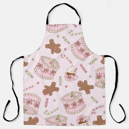 Cozy Pink Pastel Cake & Bow Christmas Apron Schürze (Vorderseite)