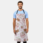 Cozy Pink Pastel Cake & Bow Christmas Apron Schürze (Getragen)