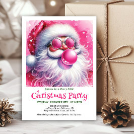 Cozy pink santa chewing gum watercolor Xmas invite Einladung