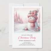 Cozy Pink Snowman Kids Editable Digital Christmas Einladung (Vorderseite)