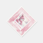 Cozy Pink Snowman Kids Pinkmas Winter Forest Scene Serviette (Ecke)