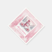 Cozy Pink Snowman Winter Forest Christmas Napkins Serviette (Ecke)
