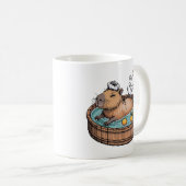 Cozy Pixel Art Zen Capybara Hot Spring Kaffeetasse (VorderseiteRechts)