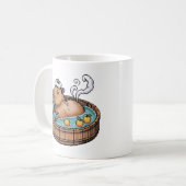 Cozy Pixel Art Zen Capybara Hot Spring Kaffeetasse (Vorderseite Links)