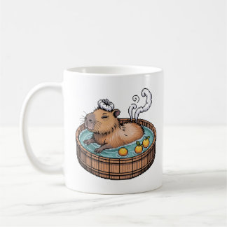 Cozy Pixel Art Zen Capybara Hot Spring Kaffeetasse