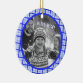 Cozy Plaid Gingham Christmas Custom Photos Keramik Ornament (Rechts)