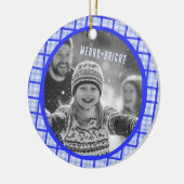 Cozy Plaid Gingham Christmas Custom Photos Keramik Ornament (Links)