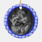 Cozy Plaid Gingham Christmas Custom Photos Keramik Ornament (Hinten)