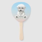 Cozy Plush Moment: Smiling Bichon Hugging Mini Pup Fächer (Rückseite)