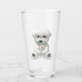 Cozy Plush Moment: Smiling Bichon Hugging Mini Pup Glas (Vorderseite)