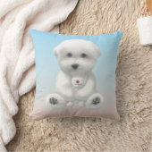 Cozy Plush Moment: Smiling Bichon Hugging Mini Pup Kissen (Decke)
