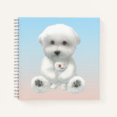 Cozy Plush Moment: Smiling Bichon Hugging Mini Pup Notizblock (Vorderseite)
