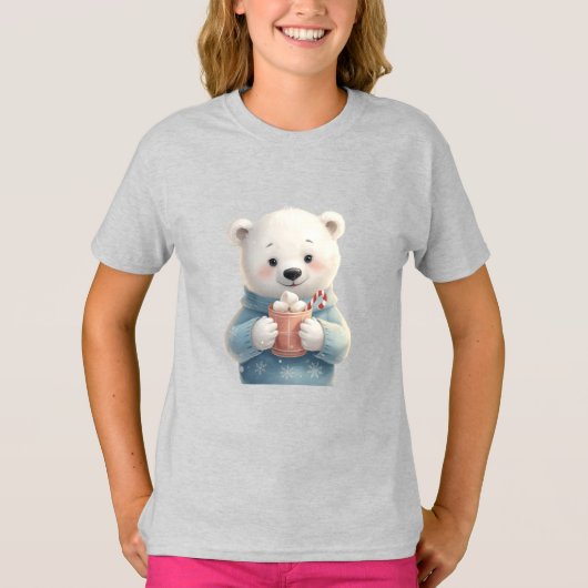 Cozy Polar Bear Cub – Kids Christmas Tee (Vorderseite)