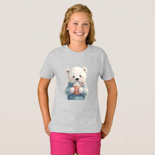 Cozy Polar Bear Cub – Kids Christmas Tee (Vorne ganz)