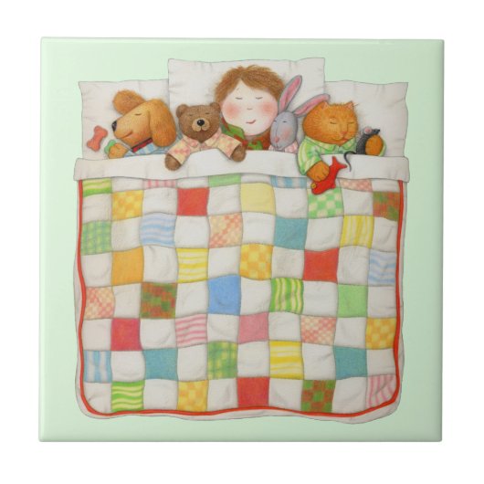 COZY QUILT 4.25x4.25 Keramik Tile - grün Fliese (Vorderseite)