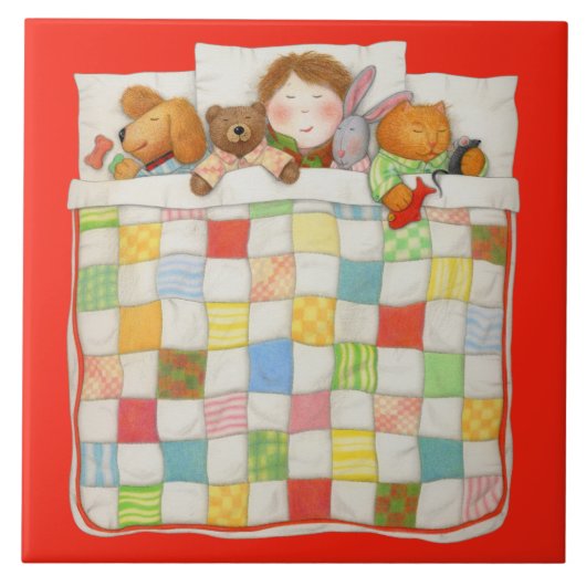 COZY QUILT 6x6 Keramik Tile - Rot Fliese (Vorderseite)