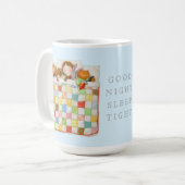 COZY QUILT Groß Weiße Tasse + Blau (Vorderseite Links)