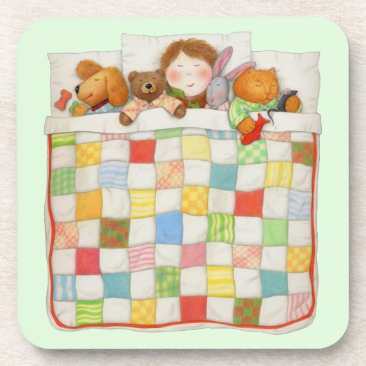 COZY QUILT Hartkunststoff-Untersetzer - grün Getränkeuntersetzer (Vorderseite)