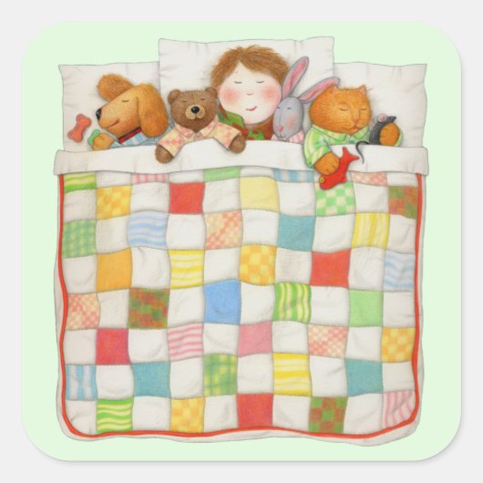 COZY QUILT Large Square Stickers - Green (Vorderseite)