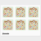 COZY QUILT Large Square Stickers - Green (Blatt)