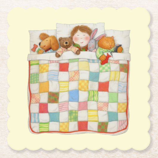 COZY QUILT Scalloped Square Paper Untersetzer - Ge (Vorderseite)
