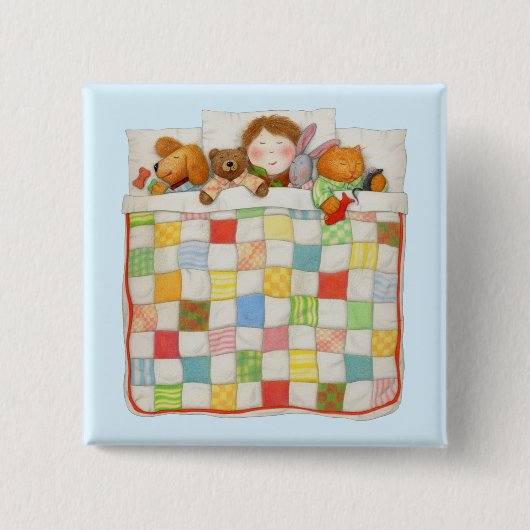 COZY QUILT Square Button Button - Blau (Vorderseite)
