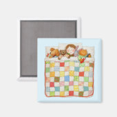 COZY QUILT Square Magnet - Blau (Vorderseite/Rückseite)