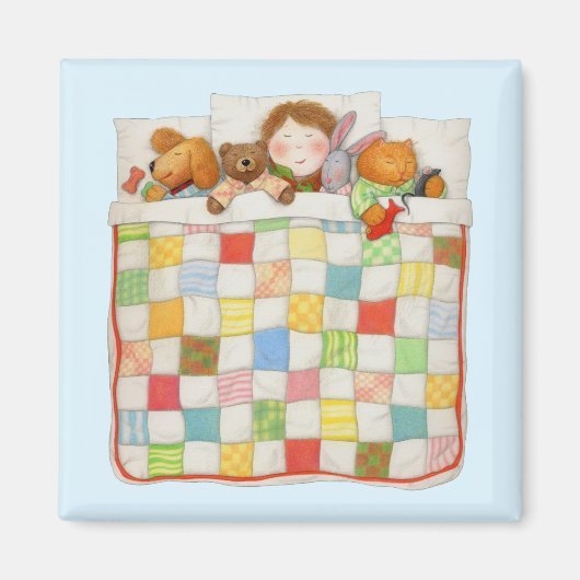 COZY QUILT Square Magnet - Blau (Vorne)