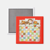COZY QUILT Square Magnet - Rot (Vorderseite/Rückseite)