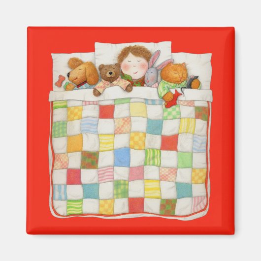 COZY QUILT Square Magnet - Rot (Vorne)