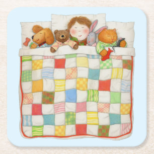 COZY QUILT Square Paper Untersetzer - Blau