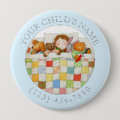 COZY QUILY Child ID Button - Blau (Vorderseite)