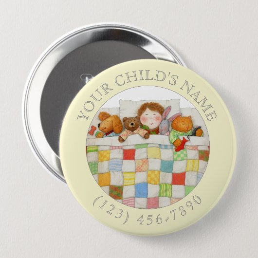 COZY QUILY Child ID Button - Gelb (Vorne & Hinten)