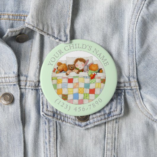 COZY QUILY Child ID Button - Grün (Beispiel)