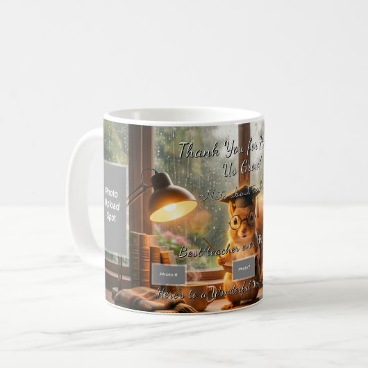 Cozy Rainy Day Squirrel Teacher Appreciation Mug Kaffeetasse (Vorderseite Links)