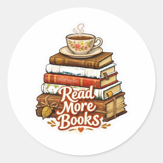  Cozy "Read More Books" Stack with Tea Sticker (Vorderseite)