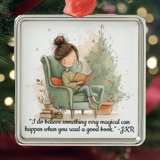 Cozy Reading Book Club Christmas Ornament Aus Metall