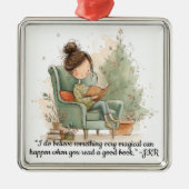 Cozy Reading Book Club Christmas Ornament Aus Metall (Vorne)