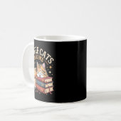 Cozy Reading Cat Coffee And Books Lover Artwork Kaffeetasse (Vorderseite Links)