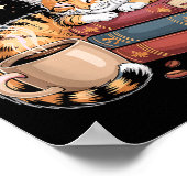 Cozy Reading Cat Coffee And Books Lover Artwork Poster (Ecke)